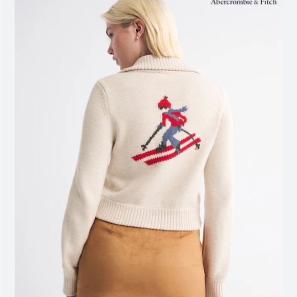 Abercrombie & Fitch Sweaters - ABERCROMBIE‎ Apres Ski Club Knit Cardigan Size XL Neutral Winter Cotton